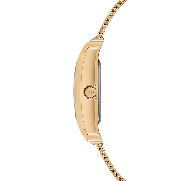 U.S. POLO ASSN. USPA2073-03 ALTIN KAPLAMA HASIR DİKDÖRTGEN KADIN KOL SAATİ - 2