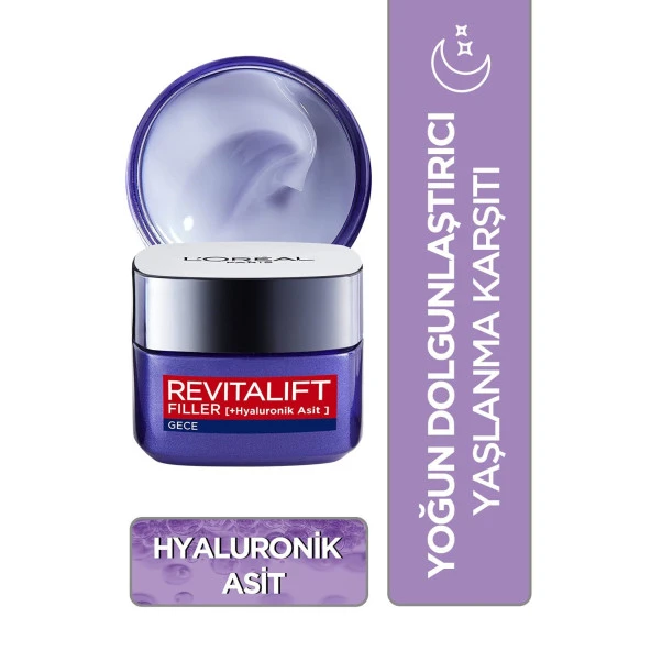 L'Oréal Paris Revitalift Filler Yoğun Dolgunlaştırıcı Yaşlanma Karşıtı Gece Kremi 50 ml