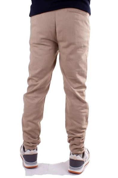 Twister Slim Jogger-011C Bej Yüksek Bel Dar Paça Erkek Keten Pantolon - 4