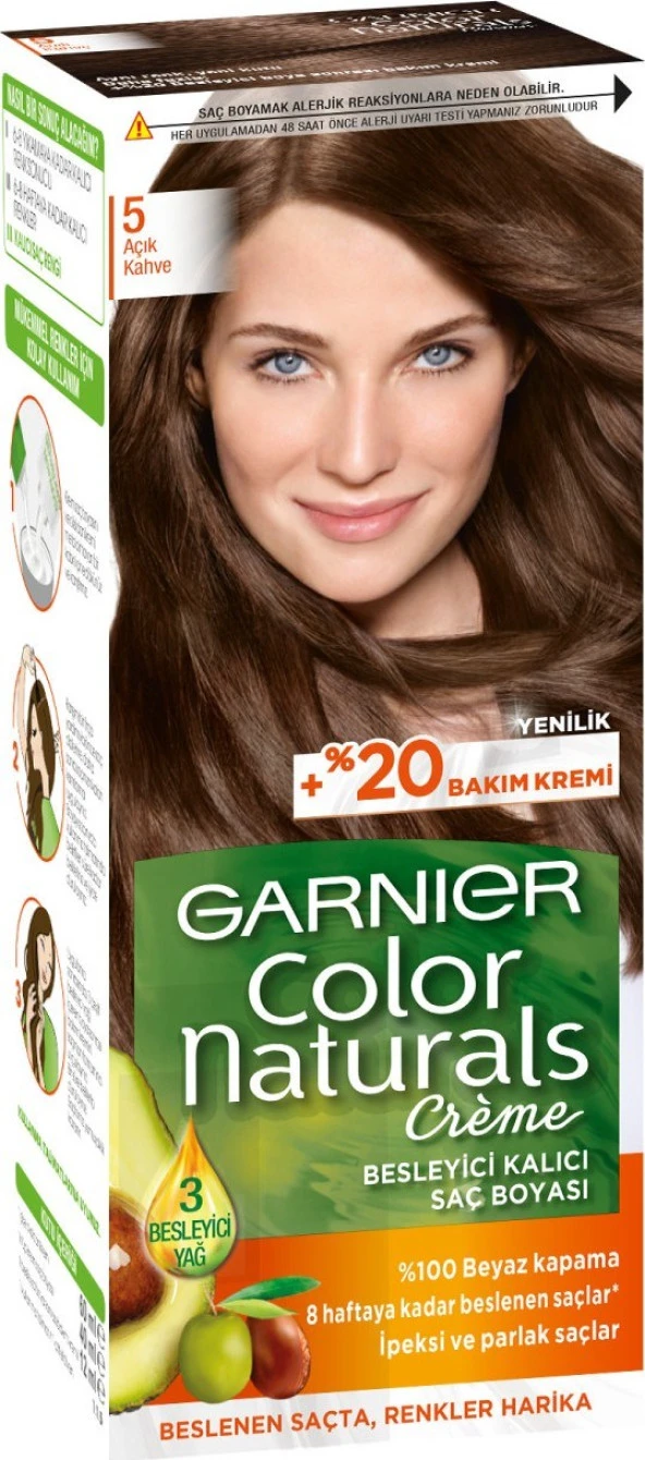 Garnier Color Nyasıaturals 5/0 - Açık Kahve Saç Boyası