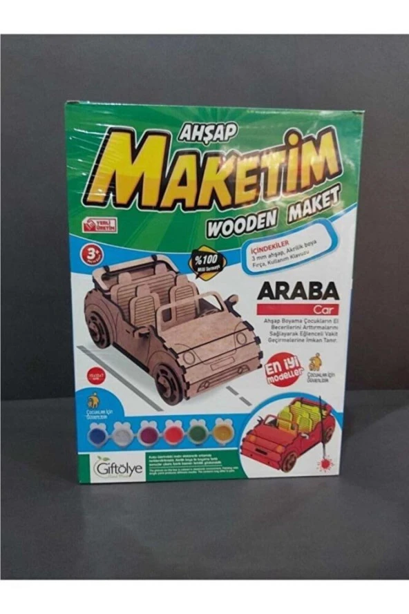 Giftölye 3D Ahşap Araba