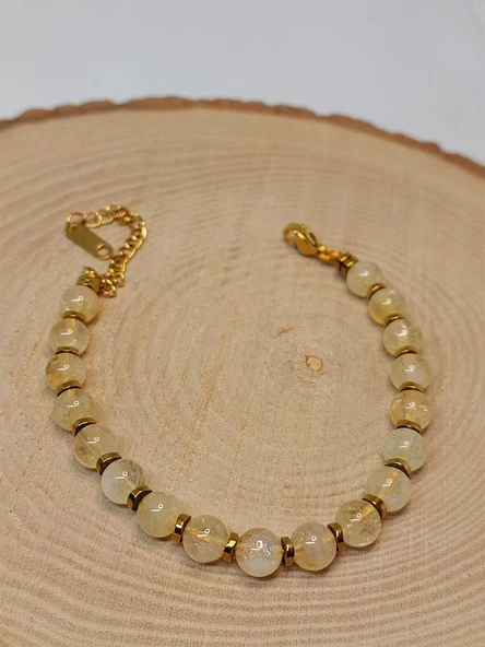 Sitrin Taşı 6mm Tasarım Bileklik (47148) - 3