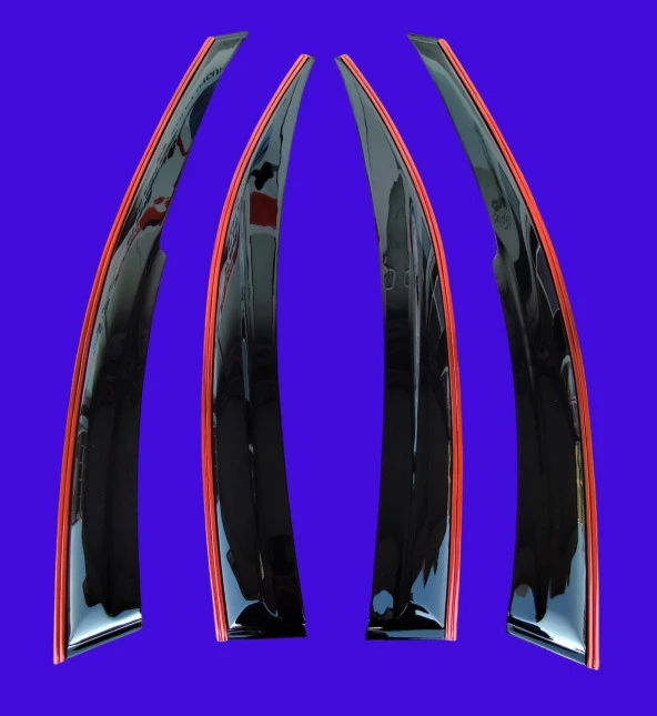 Honda Civic FE1 Hb-Sd 2021 Sonrası Çift Sıra Kırmızı Kromlu Cam Rüzgarlığı - Resim 2