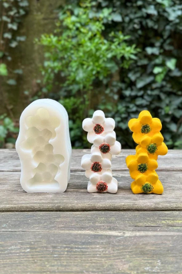 Yonca Çiçeği Sütun Tekli Mum Kalıbı - 3