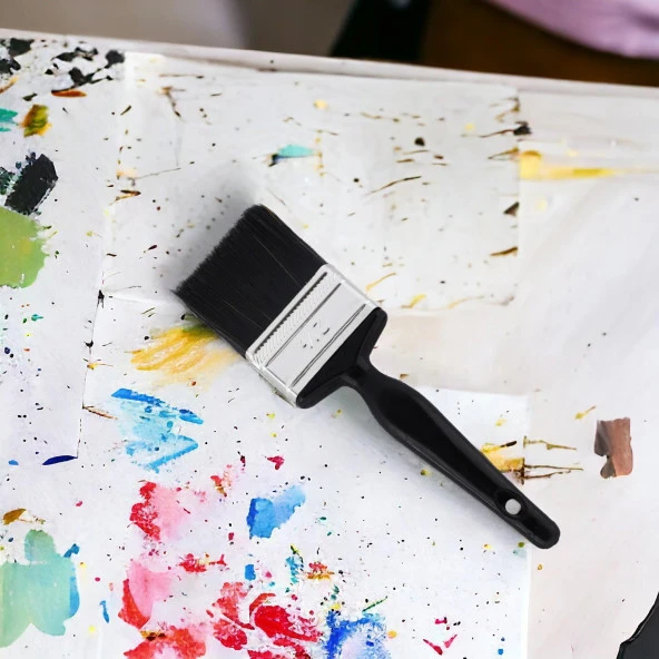 Yağlı Boya Fırça No: 2.5 Resim Ressam Fırçası Hobi Sanat Duvar Metal Ahşap Boyama Plastik Saplı - 4