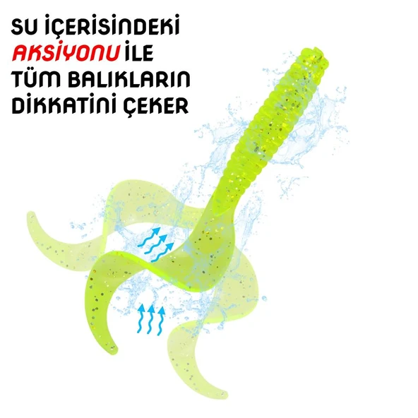 Silikon Kurt Sahte Yem - 60mm - Sarı/Beyaz - Yumy (18065-463) - 3