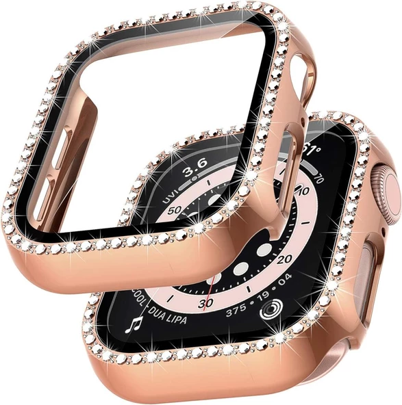 Apple Watch 42mm Ekran Koruyuculu Tek Sıra Kenar Taşlı Sert PC Kasa Koruyucu - 5