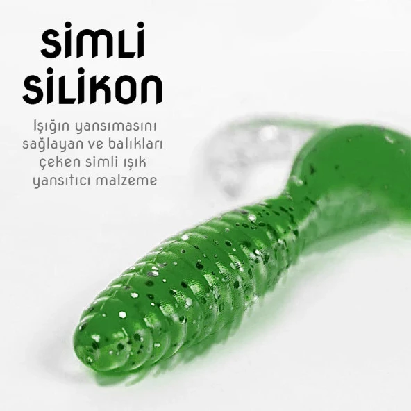 Silikon Kurt Sahte Yem - 60mm - Yeşil - Yumy (18065-SM024-02) - Resim 3
