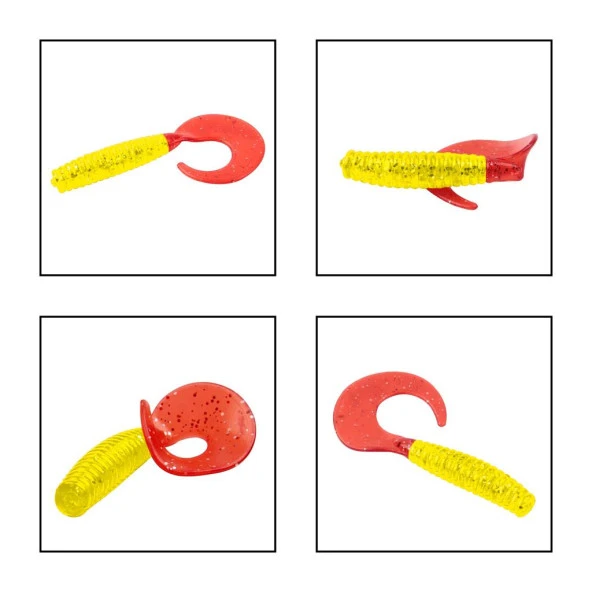 Silikon Kurt Sahte Yem - 60mm - Kırmızı/Sarı - Yumy (18065-456) - Resim 2