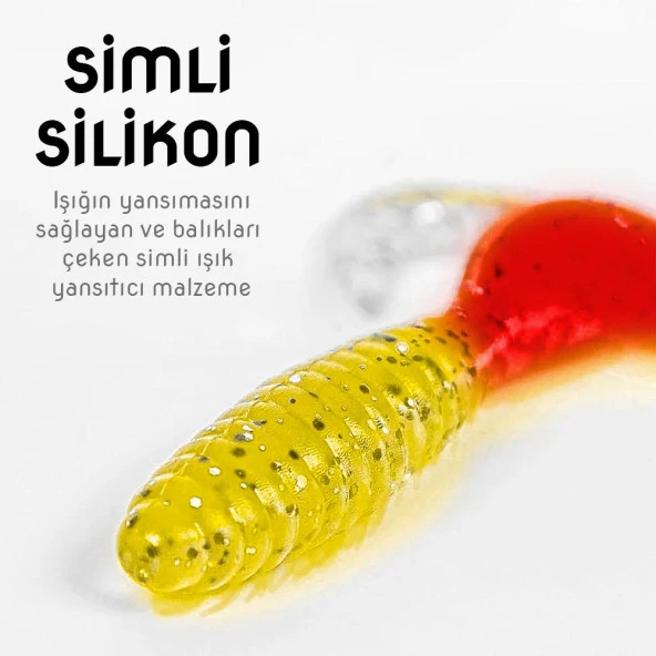 Silikon Kurt Sahte Yem - 60mm - Kırmızı/Sarı - Yumy (18065-456) - Resim 3