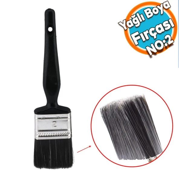 Yağlı Boya Fırça No: 2 Resim Ressam Fırçası Hobi Sanat Duvar Metal Ahşap Boyama Plastik Saplı