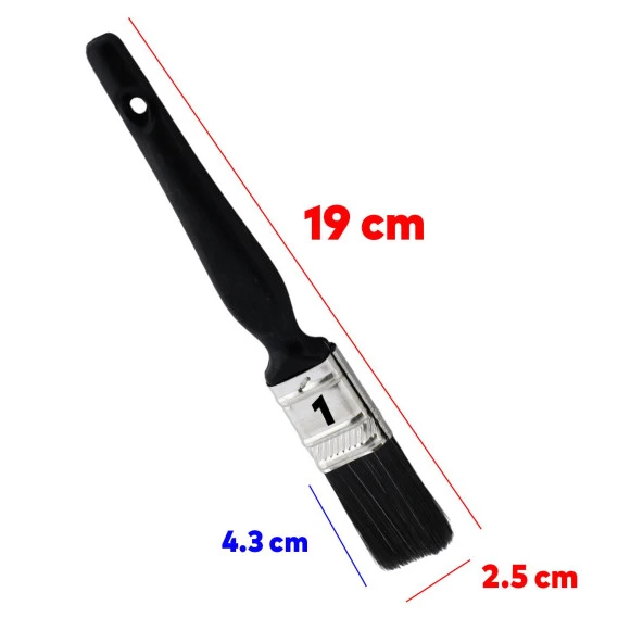 Yağlı Boya Fırça No: 1 Resim Ressam Fırçası Hobi Sanat Duvar Metal Ahşap Boyama Plastik Saplı - 3