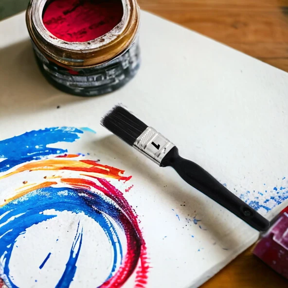 Yağlı Boya Fırça No: 1 Resim Ressam Fırçası Hobi Sanat Duvar Metal Ahşap Boyama Plastik Saplı - 4