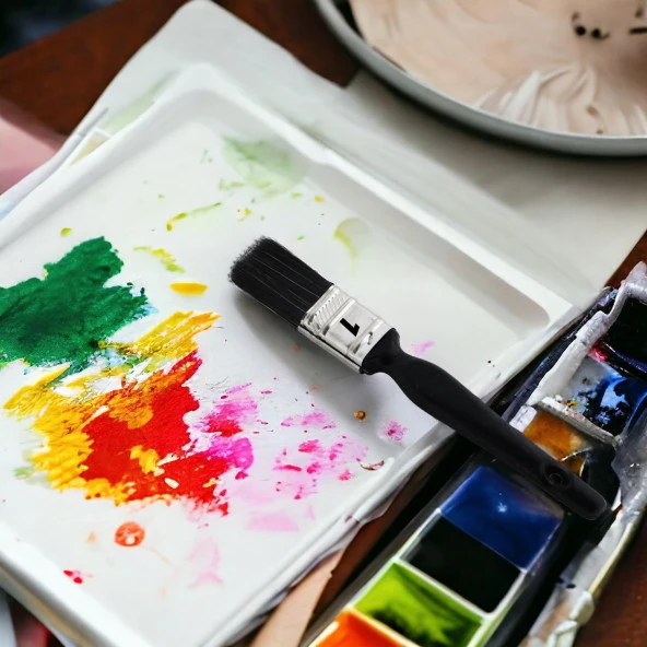 Yağlı Boya Fırça No: 1 Resim Ressam Fırçası Hobi Sanat Duvar Metal Ahşap Boyama Plastik Saplı - 5