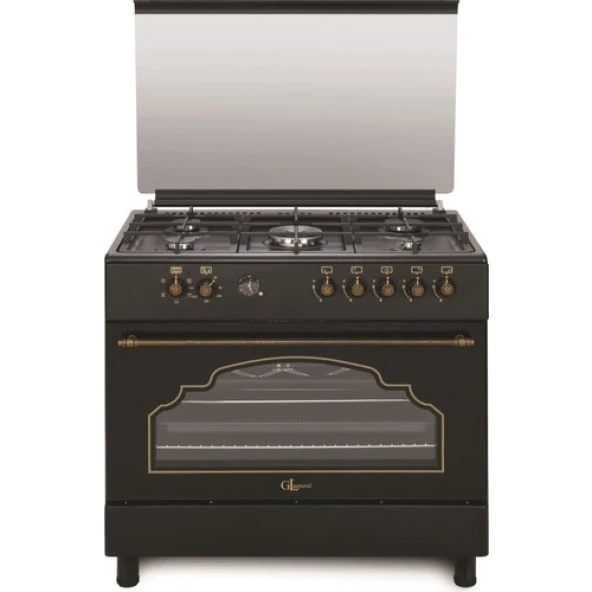 Gl General Desıre 90 Cm Kuzine Rustik Siyah Fırın Piliç Çevirme