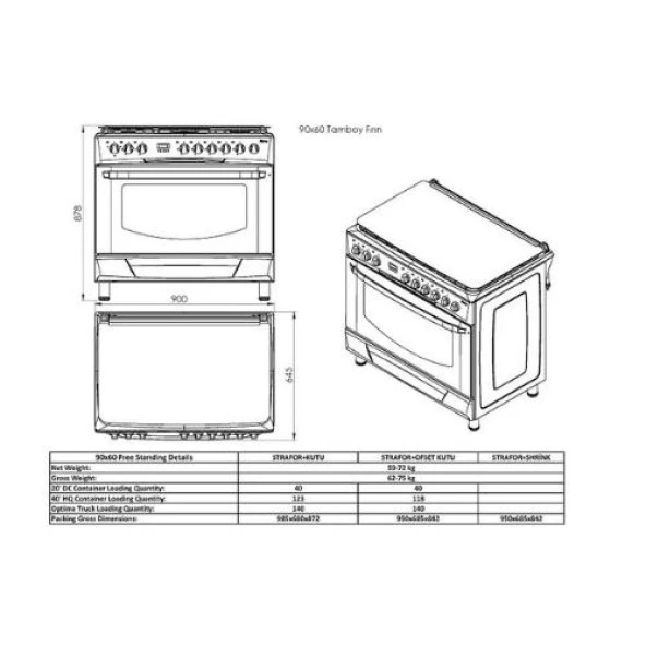 Gl General Desıre 90 Cm Kuzine Rustik Siyah Fırın Piliç Çevirme - 2