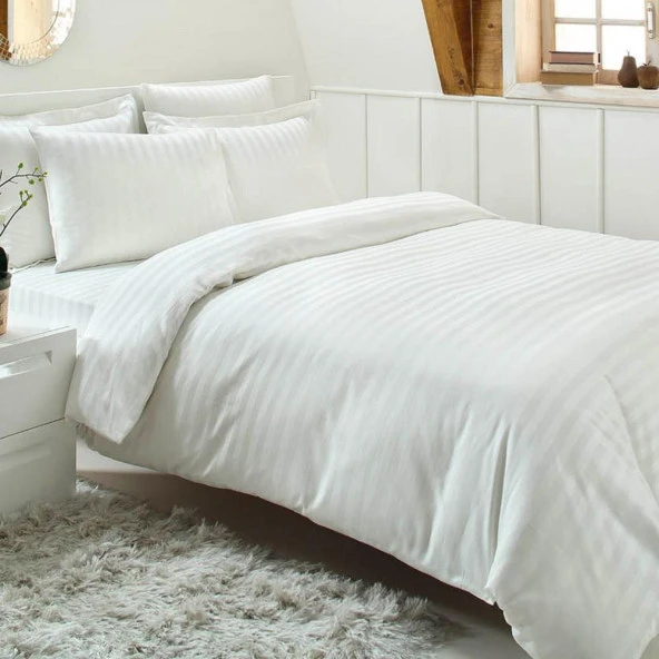 Özdilek Çift Kişilik Ranforce Saten Nevresim Takımı Line Krem ürün görseli