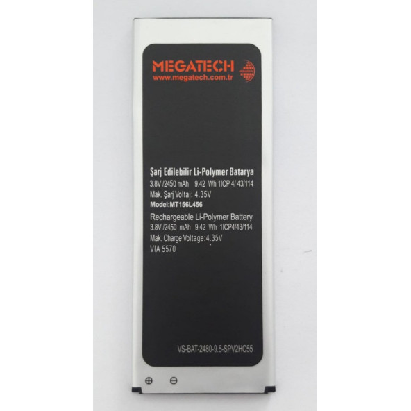 Vestel Venüs 5570 Batarya Megatech 3,8v 2450 mAH Batarya Pil - 2