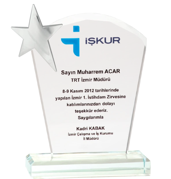 ODAK KUPA - Cam Plaketler - CM-004 B - 12x18 cm