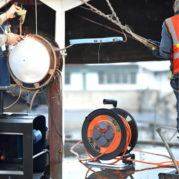 Makaralı Seyyar Kablo Kapaklı 4 Prizli Plastik Uzatma Kablosu 3x2.5 mm TTR Kablo 20 Metre - Resim 5