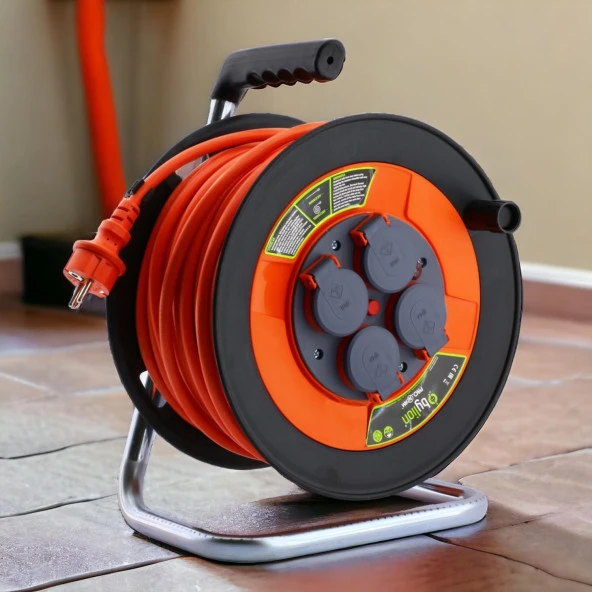 Makaralı Seyyar Kablo Kapaklı 4 Prizli Plastik Uzatma Kablosu 3x2.5 mm TTR Kablo 20 Metre - Resim 8