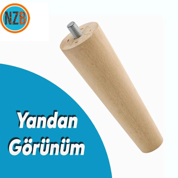 Ahşap Ayak Mobilya Koltuk Kanepe Sehpa Masa Ayağı Ayakları M8 Civatalı 12 cm + Bağlantı Aparatlı 8'li Set - 6