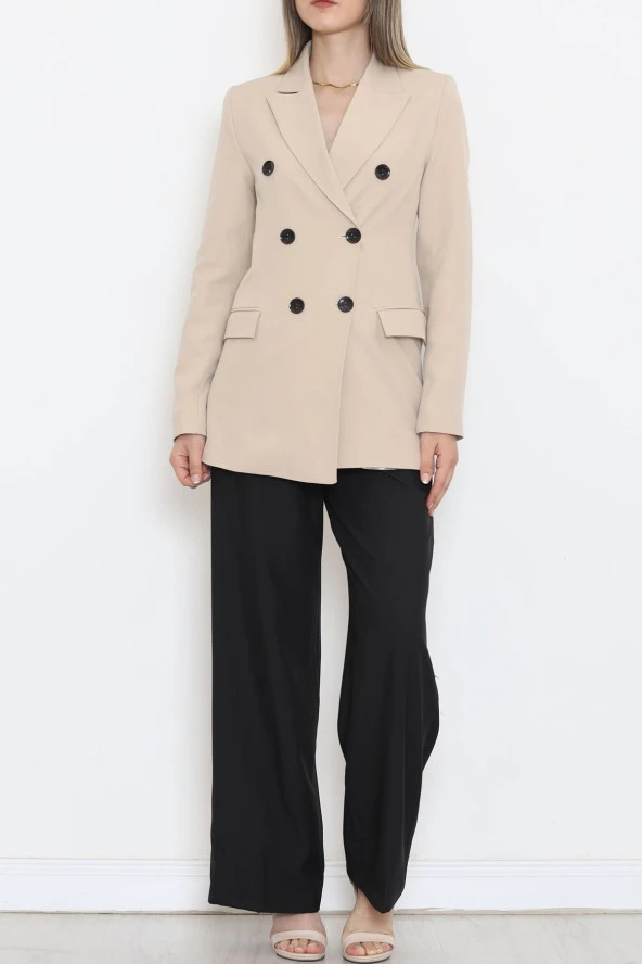 Düğmeli Blazer Ceket Vizon - 354.1247. - 2