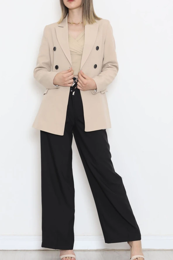 Düğmeli Blazer Ceket Vizon - 354.1247. - 4