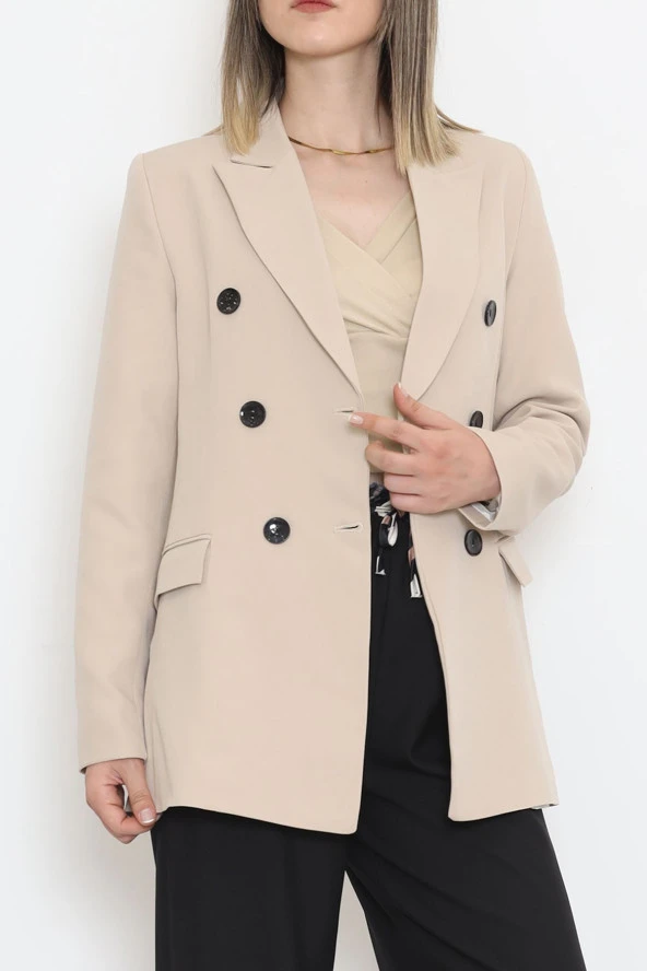 Düğmeli Blazer Ceket Vizon - 354.1247. - 5
