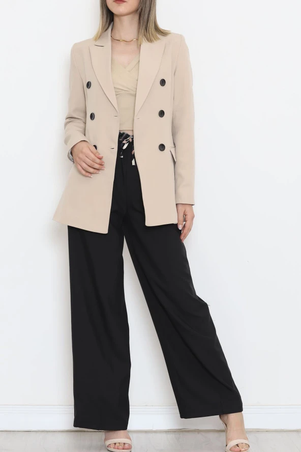 Düğmeli Blazer Ceket Vizon - 354.1247. - 6