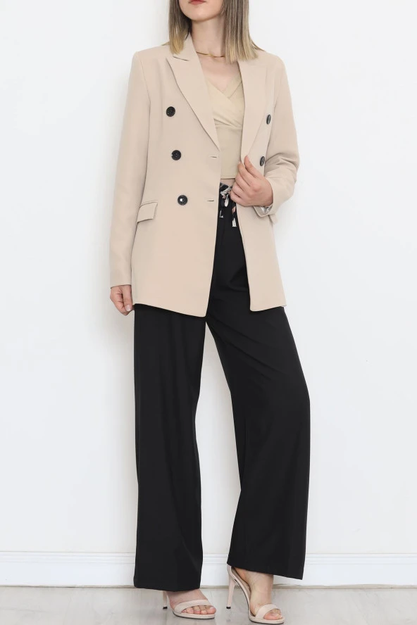 Düğmeli Blazer Ceket Vizon - 354.1247. - 7