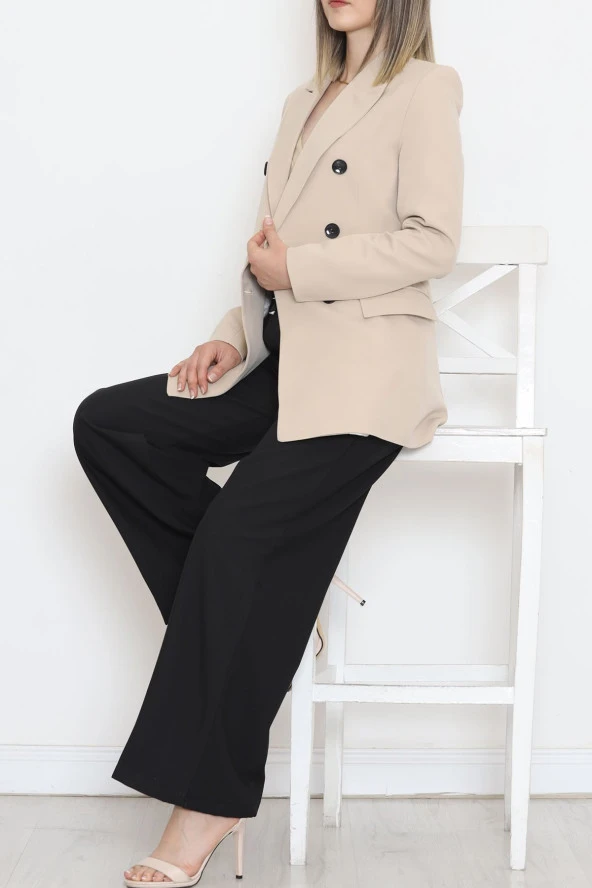 Düğmeli Blazer Ceket Vizon - 354.1247. - 9