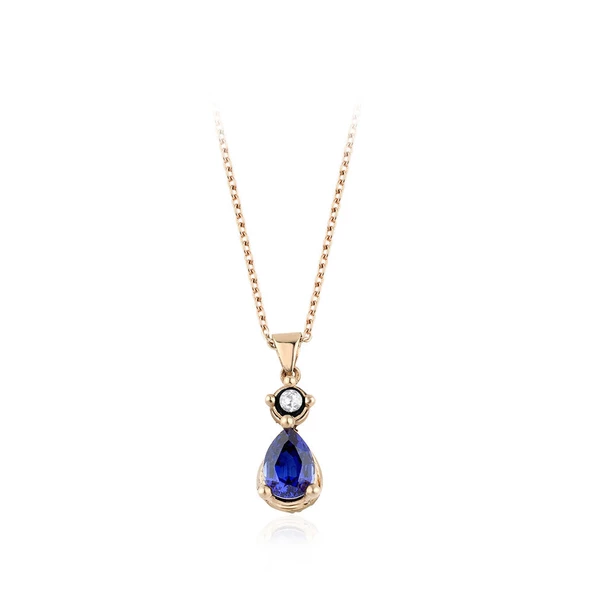 1.00 Karat Elmas Safir Kolye