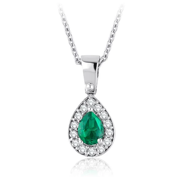 0.35 ct. Pırlanta Zümrüt Kolye