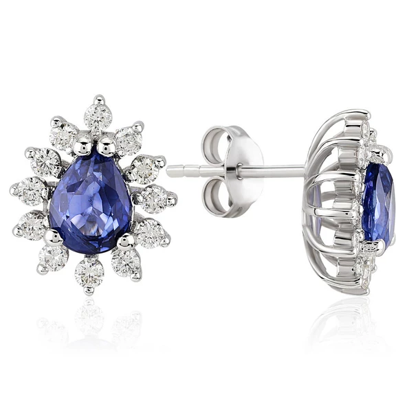 2.37 ct. Pırlanta Safir Küpe