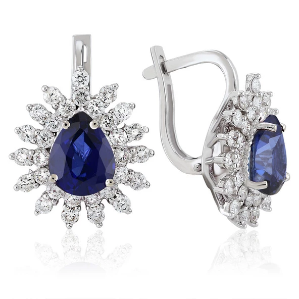 3.29 Karat Pırlanta Safir Küpe