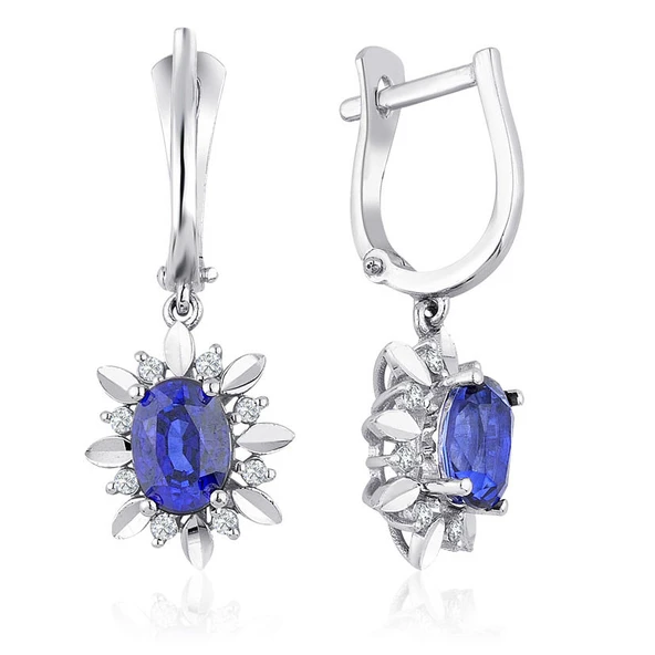 1.25 Karat Pırlanta Safir Küpe