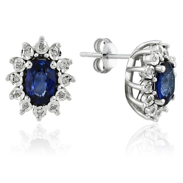 1.13 Karat Pırlanta Safir Küpe
