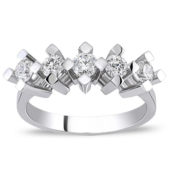 1.20 ct. G Color HRD Sertifikalı Pırlanta Beştaş Yüzük