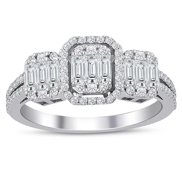 0.85 ct. Pırlanta Baget Yüzük