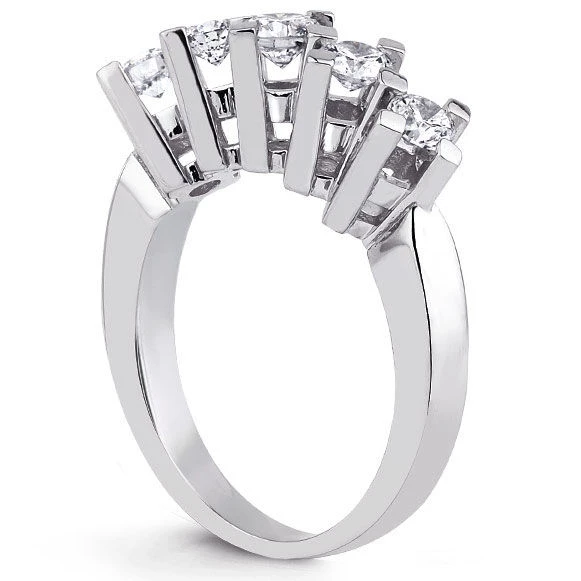 1.00 ct. G Color HRD Sertifikalı Pırlanta Beştaş Yüzük - 2