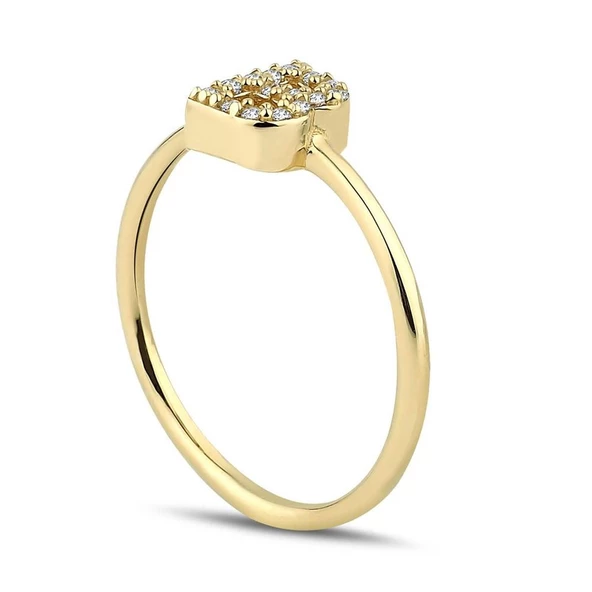 Harf Altın Yüzük Taşlı Gold - 2