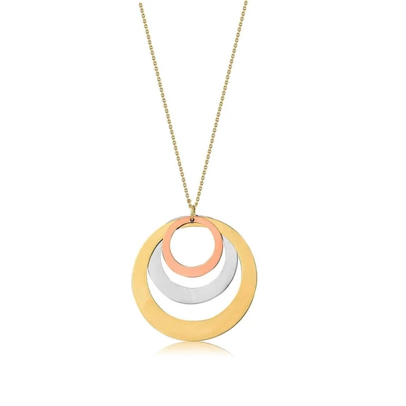 İsim Yazılan Altın Kolye Üç Renk 14K Gold