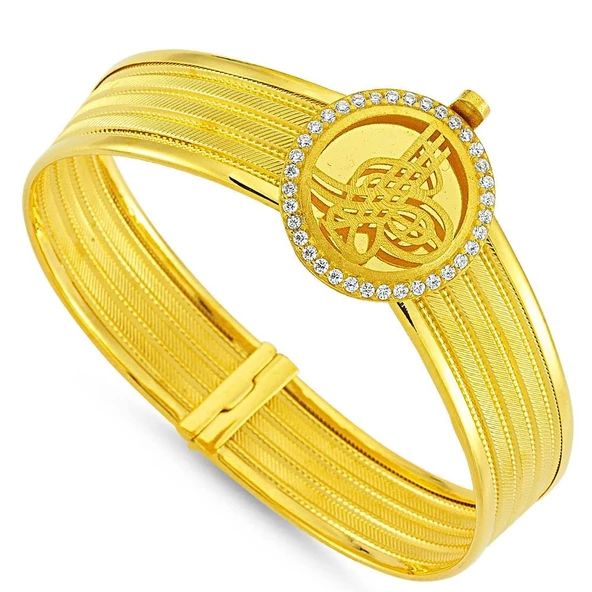 Altın Hasır Kelepçe Dört Sıralı Yuvarlak - Resim 2