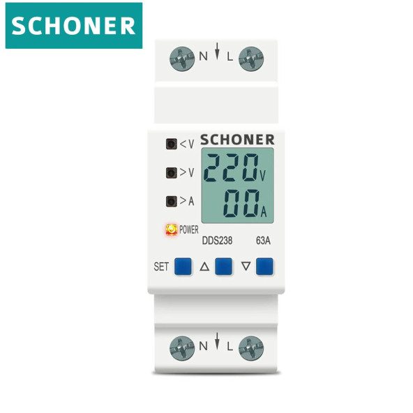 SCHONER Gerilim Koruma Rölesi Yüksek-Düşük Voltaj/Akım Koruma 63A - 4