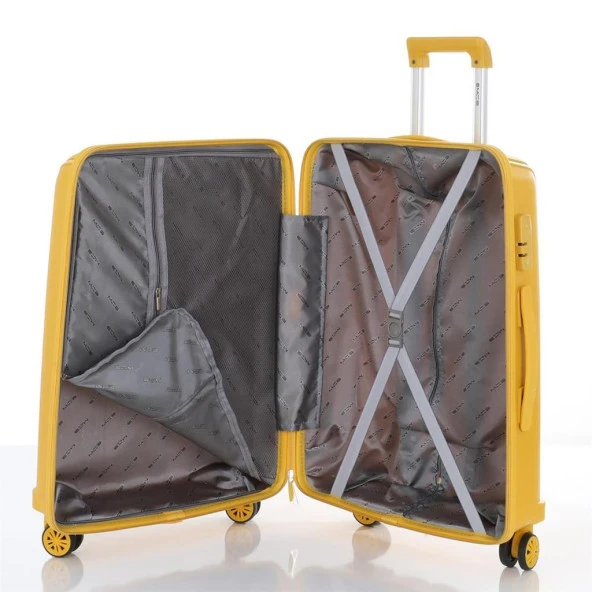 MÇS 3lü Set Kırılmaz Silikon Seyahat Valizi Bavulu V305 Sarı - Resim 3