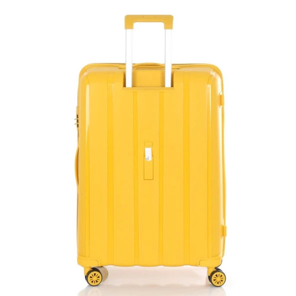 MÇS 3lü Set Kırılmaz Silikon Seyahat Valizi Bavulu V305 Sarı - Resim 4