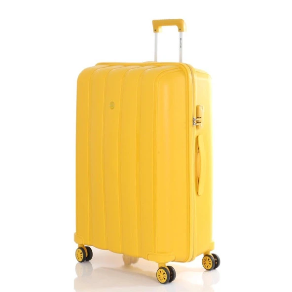 MÇS 3lü Set Kırılmaz Silikon Seyahat Valizi Bavulu V305 Sarı - Resim 5