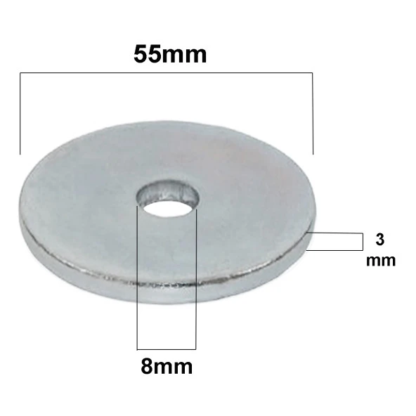 Aletçantam 55mm Büyük Kalın Demir Pul Galvanizli Şase Vida Civata Pulu -10 Adet - 2