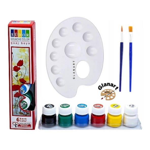 sentetik ipek fırçalı 6 renk guaj boya seti 6x20 ml ürün görseli 1